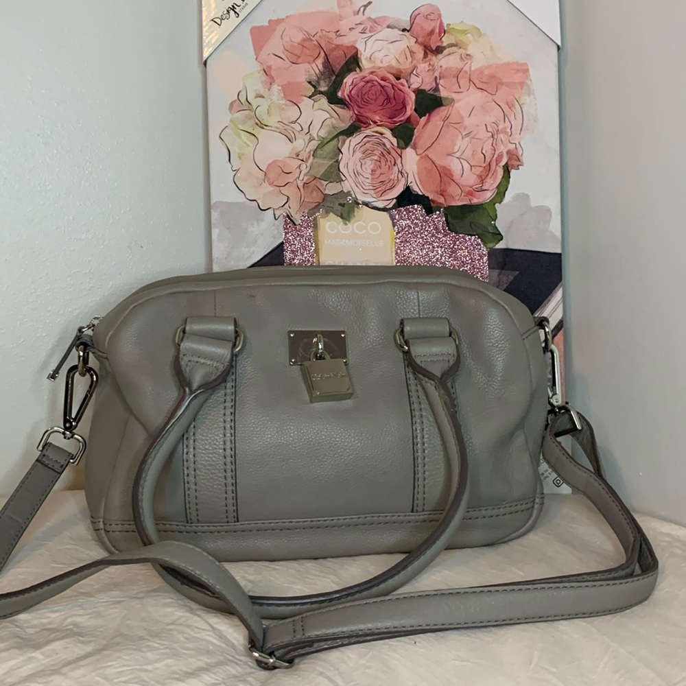 EUC Calvin Klein Grey Leather Shoulder Bag